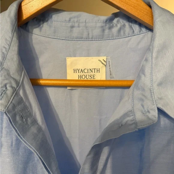 Pale Blue Midi Shirt Dress with Tie Waist - Picture 8 of 9